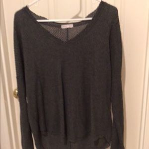 grey socialite waffle vneck